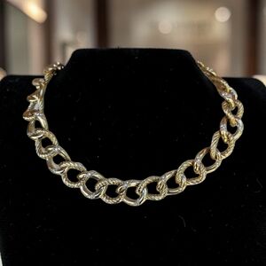 Vintage Carolee Rhinestone Chain Link Choker Necklace